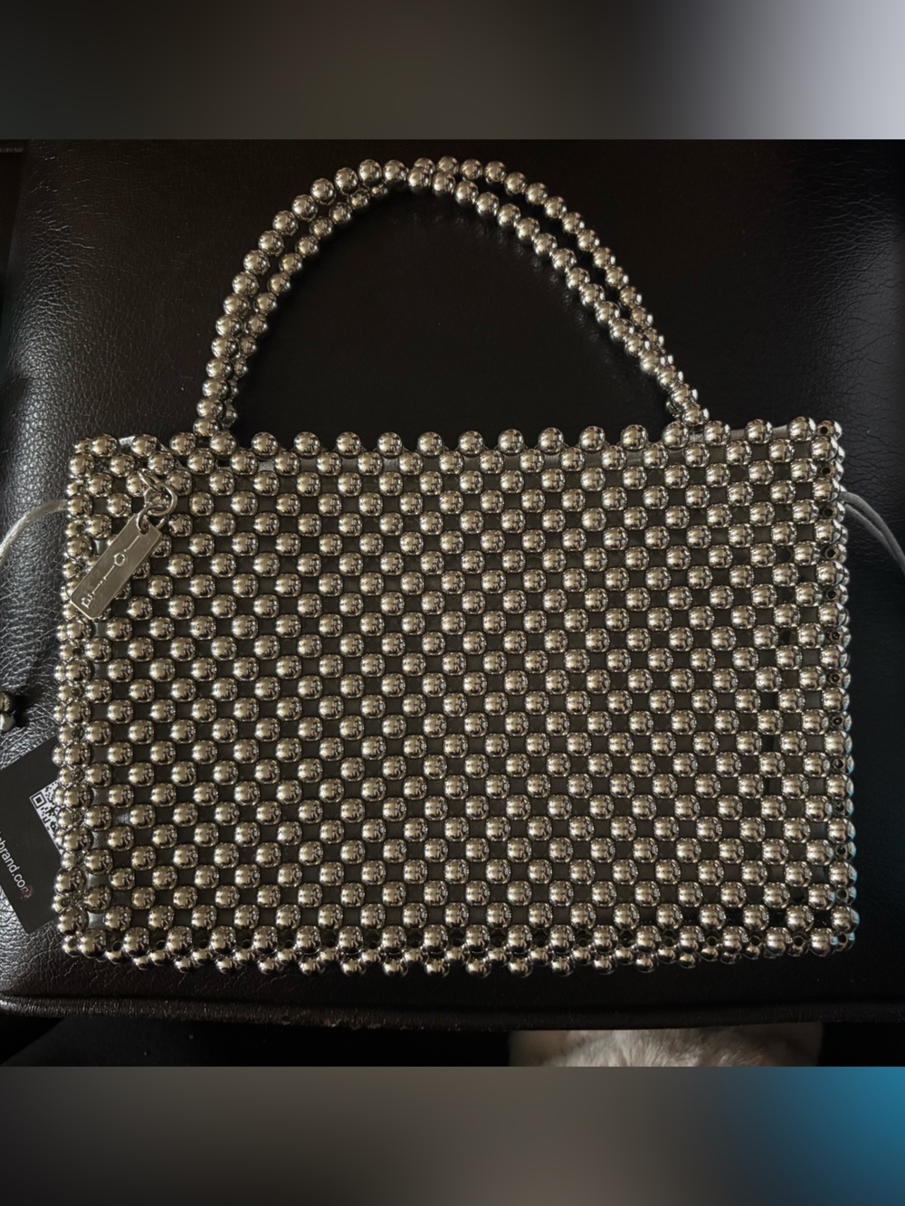 Jolia Starco Classic Silver Beaded Pearl Bag